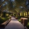 A lush urban park with solar-powered benches and LED-lit walking paths2