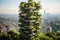 A lush vertical garden in a futuristic eco-city