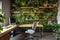 a lush vertical garden in a modern home office