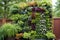 lush vertical garden wall with various edible plants