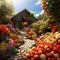 Lush and Vibrant Garden Filled with Fresh Fruits and Vegetables