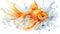 Lush Watercolor Goldfish Swimming in Clear Water AI Generated