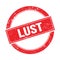 LUST text on red grungy round stamp