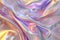 Lustrous satin texture draped in holographic pastel hues. AI generated