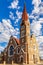 Luteran Christ Church with blue sky and clouds in background, Wi