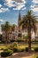 Luteran Christ Church and park with palms in front, Windhoek, Na