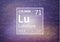 Lutetium chemical element with first ionization energy, atomic mass and electronegativity values on scientific