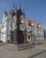 Luther statue and the town hall of Wittenberg