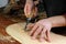 Luthier makes installation rosette classical guitar