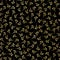 Luxe Gold Black Ditsy Flower Pattern Seamless Vector, Drawn Tiny