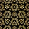 Luxe Gold Black Ornamental Damask Pattern, Seamless Vector, Drawn