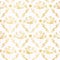 Luxe Gold Foil Floral Lattice Seamless Vector Pattern, Hand Drawn Damask