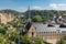 Luxembourg city, aerial view of the Old Town and Grund