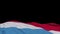 Luxembourg fabric flag waving on the wind loop. Luxembourgish embroidery stiched cloth banner swaying on the breeze. Half-filled