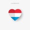Luxembourg heart shaped flag. Origami paper cut Luxembourgish national banner