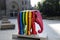 Luxembourg, Luxembourg, March 16, 2013: Exhibition Art Objects. Multicolored elephant