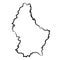 Luxembourg map from the contour black brush lines different thickness on white background. Vector illustration