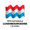 Luxembourg National Day typography poster in French. Holiday celebrate on June 23. Vector template for banner, flyer