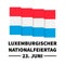 Luxembourg National Day typography poster in German. Holiday celebrate on June 23. Vector template for banner, flyer