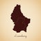 Luxembourg region map: retro style brown outline.