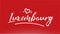luxembourg white city hand written text with heart logo on red background