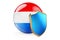 Luxembourgish flag with shield. Protect of Luxembourg concept, 3D rendering