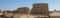 Luxor, Egypt - October 3, 2021: Panoramic view of Karnak Temple - the largest temple complex of ancient Egypt. People walk through