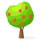 Luxuriant Green Apple-tree with Red Round Fruits