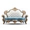 Luxurious, antique sofa on a white, isolated background. Old, palace furniture.