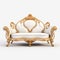 Luxurious, antique sofa on a white, isolated background. Old, palace furniture.