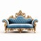 Luxurious, antique sofa on a white, isolated background. Old, palace furniture.