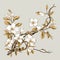 Luxurious Apple Branch With White Flowers Vector In Muted Palette