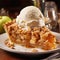 Luxurious Apple pie with ice cream and crumble