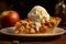 Luxurious Apple pie with melting vanilla ice cream