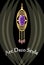 Luxurious art deco jewel, earring with purple gemstone amethyst , victorian old-fashioned style, antique expensive gold