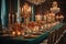 luxurious ballroom table setting with candelabras