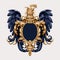 Luxurious Baroque Emblem With Wings In Blue And Gold