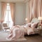Luxurious Bedroom with Floor-to-Ceiling Silk and Satin Drapes