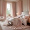 Luxurious Bedroom with Floor-to-Ceiling Silk and Satin Drapes