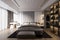 Luxurious bedroom interior with Cozy and effortless bed, White ceiling, closet, 3D rendering