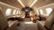 Luxurious beige expensive leather interior, business class, first, in a
