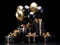 Luxurious Black Gold Gift Box with Opulent Balloons on a Deep Black Canvas. Generative Ai