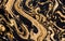 A Luxurious Black Marble Background with Liquid Patterns and a Stunning Golden Wave Splash
