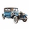 Luxurious Blue Antique Car In Stylized Realism