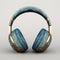 Luxurious Blue And Gold Headphones With Intricate Woven Designs