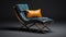 Luxurious Blue And Orange Leather Chaise Lounge With Dramatic Design