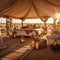Luxurious Bohemian Safari Tent in Desert Sunset