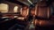 Luxurious brown expensive leather interior, business class, first, in a