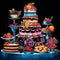 Luxurious Cake Display with Decadent Treats