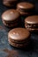 Luxurious chocolate macarons, perfect for gourmet food content. -AI Generated